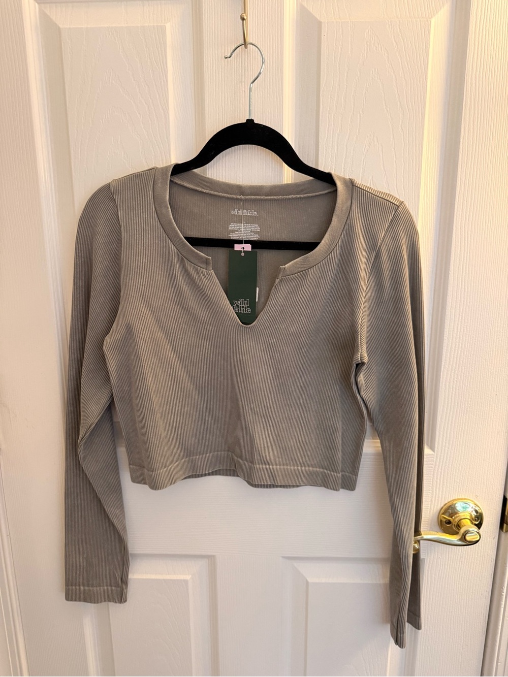 wild fable Ribbed Long-Sleeve Crop Top